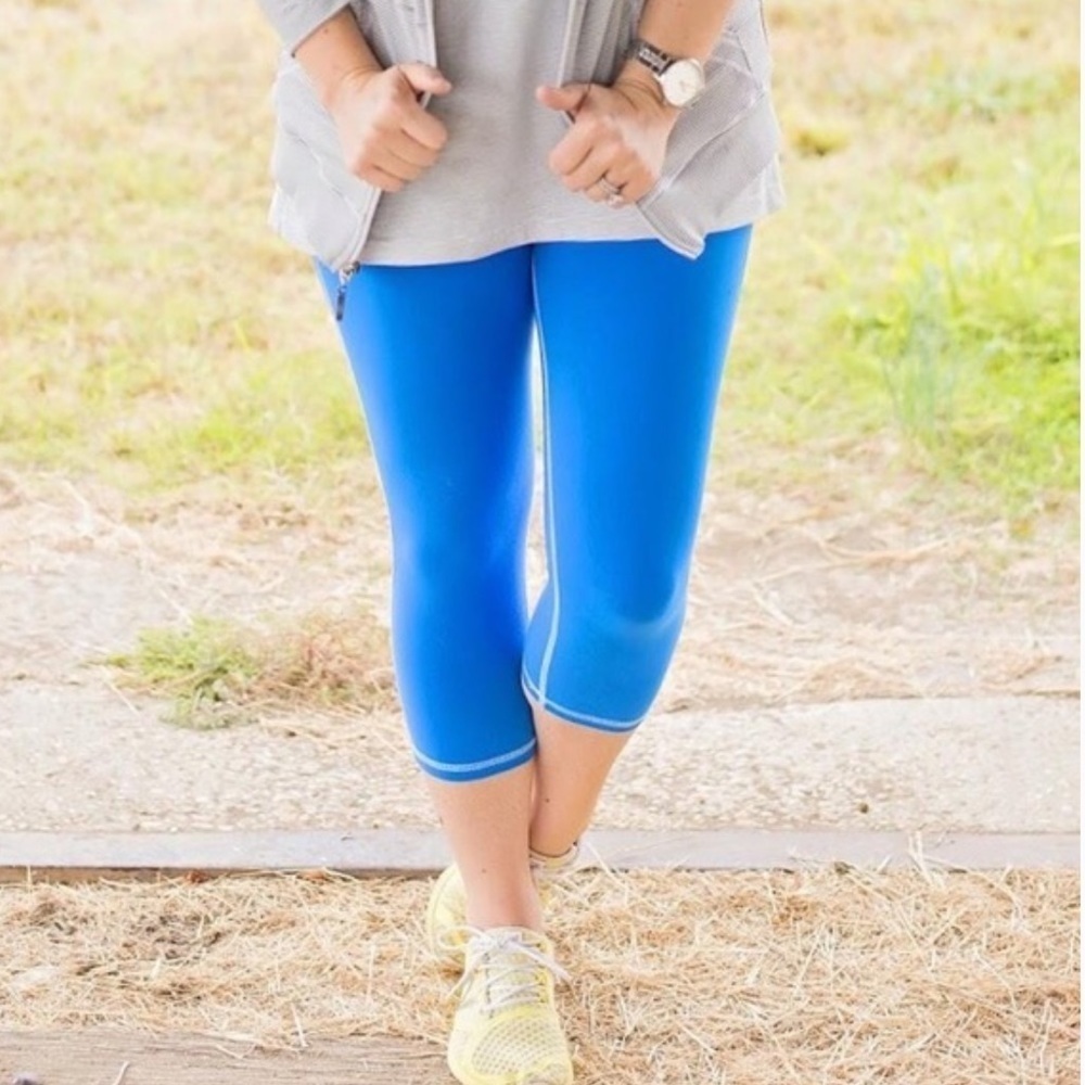 Albion Fit Go Capri Leggings Cropped Cobalt Blue Size Small